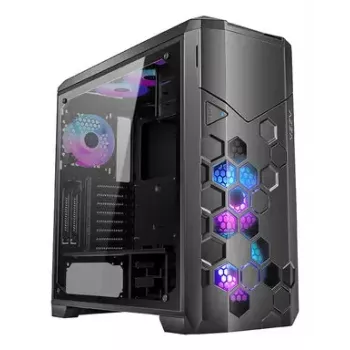 PC korpuss AZZA STORM ARGB Full Tower — Melns, ATX/Micro-ATX/EATX, 2x 3.5 inch + 6x 2.5 inch sloti, ARGB ventilatori priekšā un aizmugurē