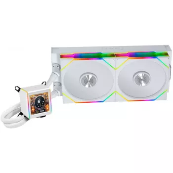 Lian Li Galahad II LCD 280 — 280 mm radiators, integrēts LCD, balts