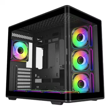 PC korpuss Cooler Master Elite 600 Midi Tower Melns ar rūdītu stiklu, atbalsta ATX/Micro-ITX, 3x120mm sānu + 1x120mm aizmugures ventilatori, 2x3.5 collu + 2x2.5 collu vietas
