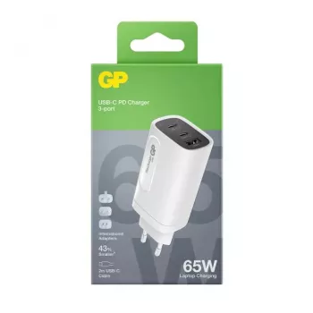 Lādētājs GP Batteries GaN PD 65W USB-C ar aizsardzību pret pārspriegumu