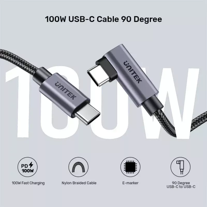 USB kabelis UNITEK C14123BK-1M 1m USB 2.0 Melns Pelēks