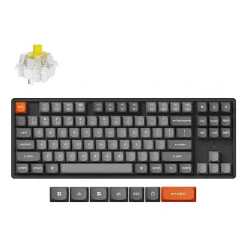 Mehāniskā tastatūra Keychron K8 Max 80% (87 taustiņi) Vadu USB + RF Bezvadu + Bluetooth, RGB, Melna