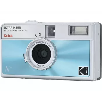35mm filmkamera Kodak EKTAR H35N Glazed Blue — point-and-shoot, fiksēts objektīvs