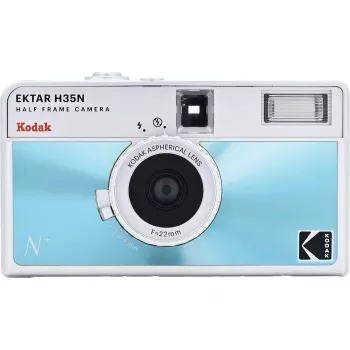 35mm filmkamera Kodak EKTAR H35N Glazed Blue — point-and-shoot, fiksēts objektīvs