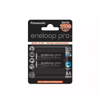 Panasonic BK-3HCDE/2BE uzlādējama AA baterija 2500mAh 1.2V, 2 gab.
