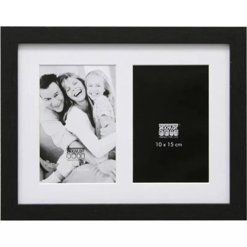 Deknudt S66KA2 galerijas rāmis 2x 10×15 fotogrāfijām, koks melns ar paspartū