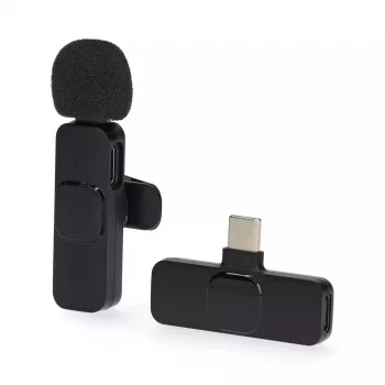 Bezvadu uzlādējams lavaljē mikrofons Nedis MICW110BK ar USB-C