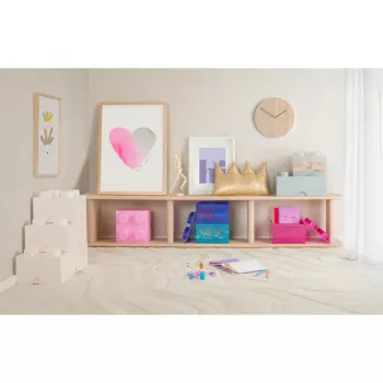 Room Copenhagen Storage Brick 4 Top Lid Glitter — gaiši zils/caurspīdīgs LEGO stila glabāšanas konteiners