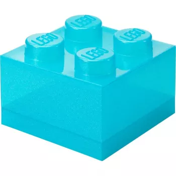 Room Copenhagen Storage Brick 4 Top Lid Glitter — gaiši zils/caurspīdīgs LEGO stila glabāšanas konteiners