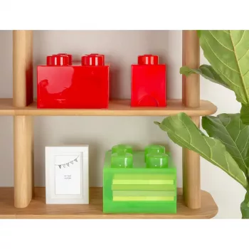 Room Copenhagen Storage Brick 4 Top Lid Caurspīdīgs gaiši zaļš – LEGO saderīgs plastmasas glabāšanas konteiners