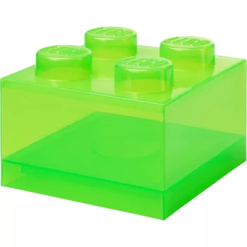 Room Copenhagen Storage Brick 4 Top Lid Caurspīdīgs gaiši zaļš – LEGO saderīgs plastmasas glabāšanas konteiners
