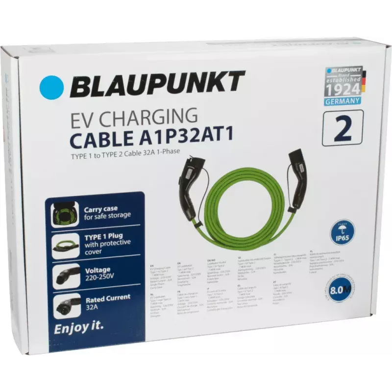 Elektromobiļa uzlādes kabelis Blaupunkt A1P32AT1 Zaļš Type 1 5m