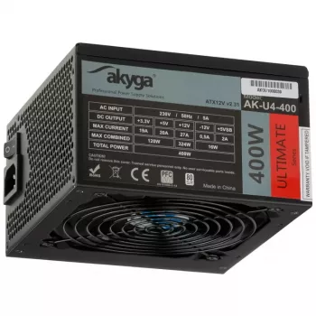 Akyga AK-U4-400 Ultimate 400 W ATX barošanas bloks, 80 PLUS Bronze, aktīvais PFC, 120 mm ventilators