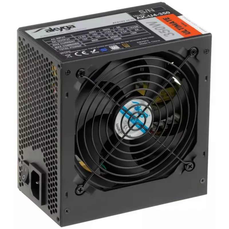 Akyga AK-U4-350 Ultimate 350 W ATX barošanas bloks, 80 PLUS Bronze, aktīvais PFC, 120 mm ventilators