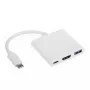 USB centrmezgls Akyga AK-AD-57, USB 2.0 Type-C hosts, HDMI ports, 500 Mbit/s, balts, 80×80×15 mm