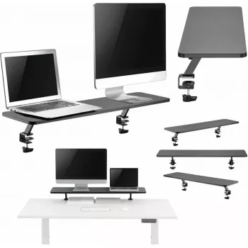 Piezīmjdatora statīvs Clamp Dual Riser Mozos Melns Regulējams Augstums Viegls