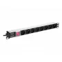 Strāvas sadalītājs NETRACK 125-19-02, 19 inch 1U, 230V 16A, 8 kontaktligzdas, alumīnijs