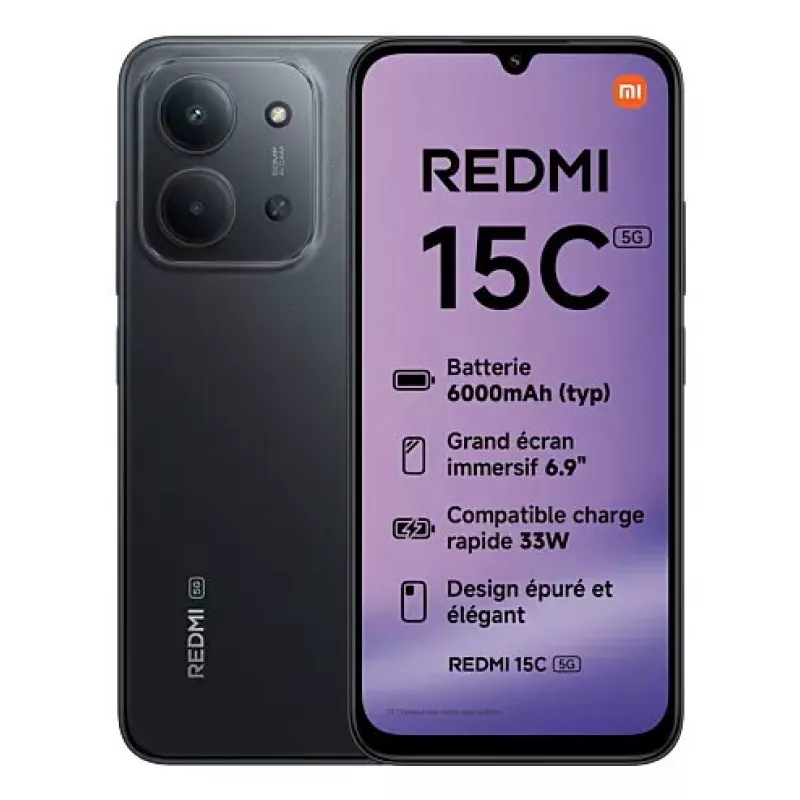 Viedtālrunis Xiaomi Redmi 15C 5G 6.9 collu 256 GB Melns