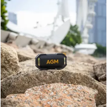 Ballīšu skaļrunis Beafon AGM Mag Rock — bezvadu 8 W, akumulators 1800 mAh, līdz 10 h, melns/oranžs, pogu skaļuma regulēšana