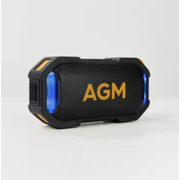 Ballīšu skaļrunis Beafon AGM Mag Rock — bezvadu 8 W, akumulators 1800 mAh, līdz 10 h, melns/oranžs, pogu skaļuma regulēšana