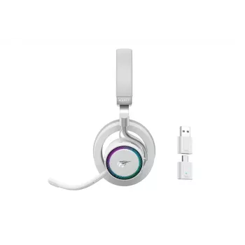 Austiņas HAVIT Fuxi-H8 — bezvadu un vadu, Bluetooth, 20–20000 Hz, 10 m diapazons, 300 g, balta