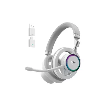 Austiņas HAVIT Fuxi-H8 — bezvadu un vadu, Bluetooth, 20–20000 Hz, 10 m diapazons, 300 g, balta