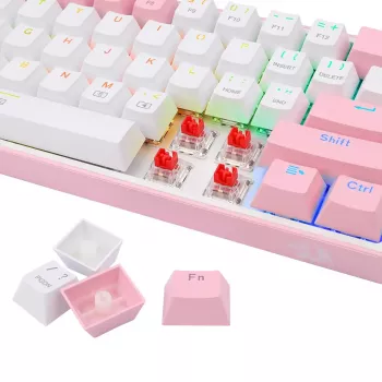 Mehāniskā tastatūra REDRAGON K617-Fizz RGB — vadu, rozā/balta, 1.5 m kabelis