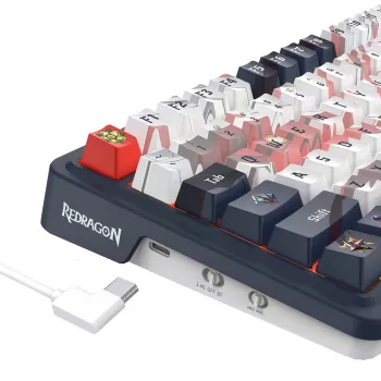 Mehāniskā tastatūra REDRAGON K686AK-RGB-PRO — RF bezvadu + USB, Navy White, 1,5 m kabelis