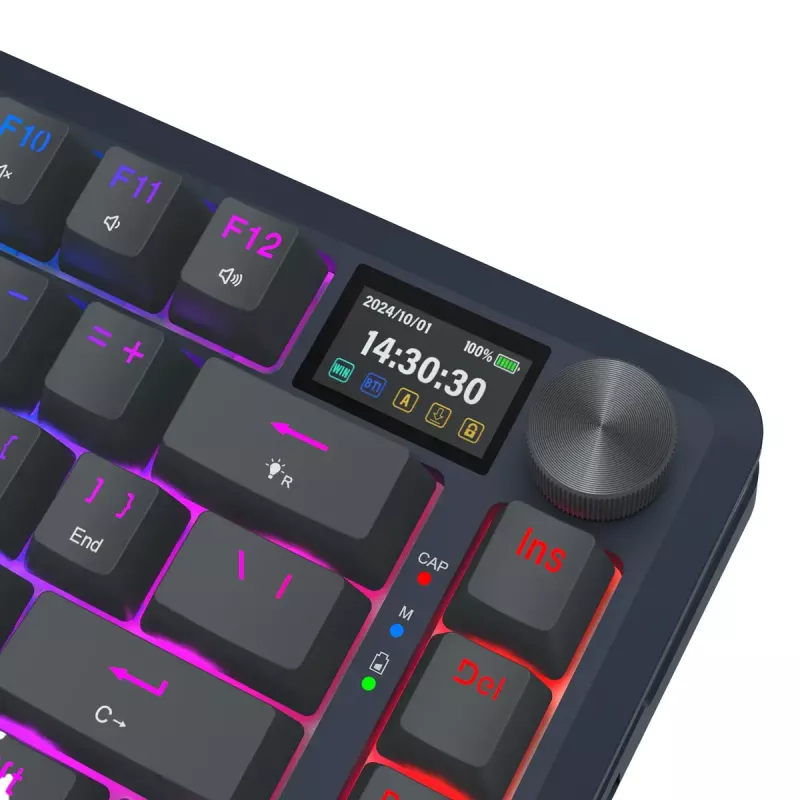 Mehāniskā tastatūra REDRAGON K708-RGB-PRO ar USB, RF bezvadu un Bluetooth, 1,5 m kabelis, melna, 0,76 kg