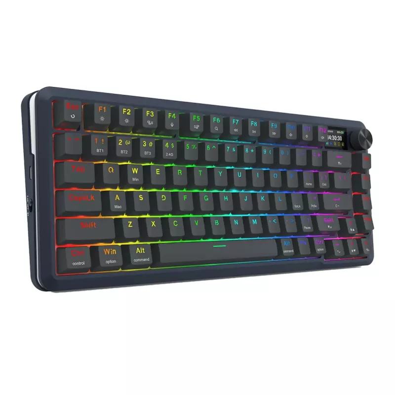 Mehāniskā tastatūra REDRAGON K708-RGB-PRO ar USB, RF bezvadu un Bluetooth, 1,5 m kabelis, melna, 0,76 kg