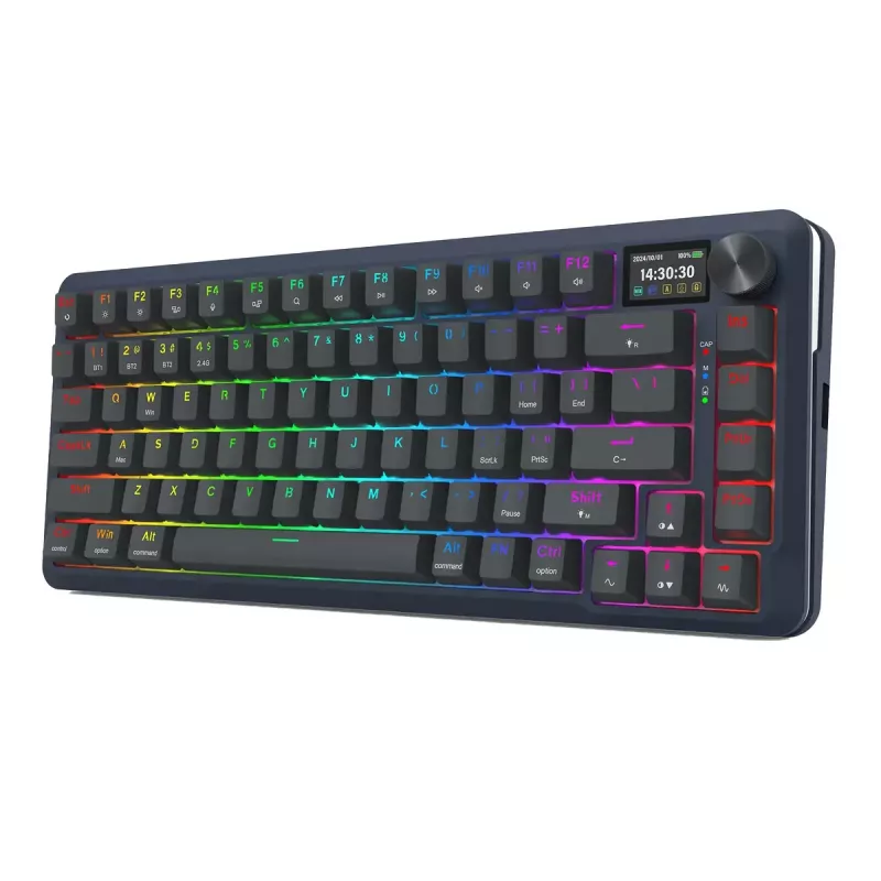 Mehāniskā tastatūra REDRAGON K708-RGB-PRO ar USB, RF bezvadu un Bluetooth, 1,5 m kabelis, melna, 0,76 kg