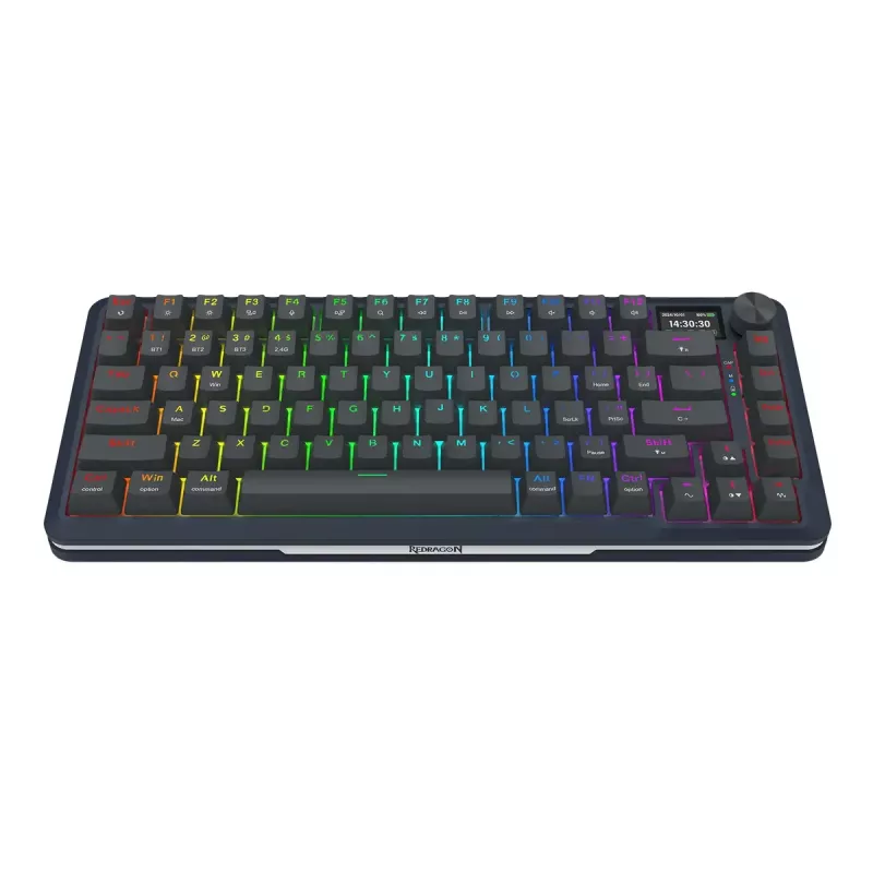 Mehāniskā tastatūra REDRAGON K708-RGB-PRO ar USB, RF bezvadu un Bluetooth, 1,5 m kabelis, melna, 0,76 kg