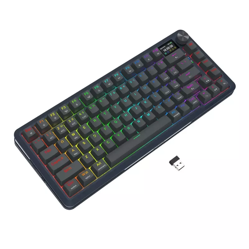 Mehāniskā tastatūra REDRAGON K708-RGB-PRO ar USB, RF bezvadu un Bluetooth, 1,5 m kabelis, melna, 0,76 kg