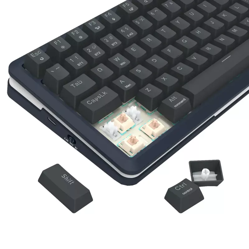 Mehāniskā tastatūra REDRAGON K708-RGB-PRO ar USB, RF bezvadu un Bluetooth, 1,5 m kabelis, melna, 0,76 kg