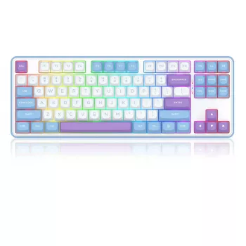Mehāniskā tastatūra REDRAGON K707WBP-RGB-PRO StarBlade TKL 87 taustiņi, vadu/Bluetooth/2.4 GHz, Mint Mambo lineārie slēdži, zils balts
