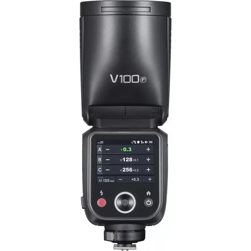 Zibspuldze Godox V100-F Fujifilm — portatīvā litija-jonu strobe kamerai