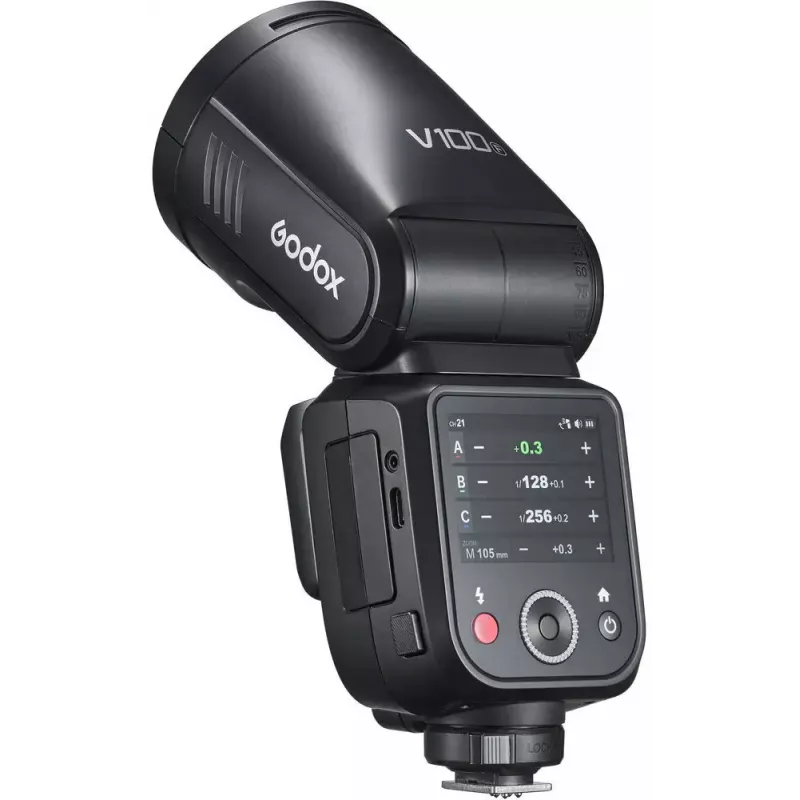 Zibspuldze Godox V100-F Fujifilm — portatīvā litija-jonu strobe kamerai