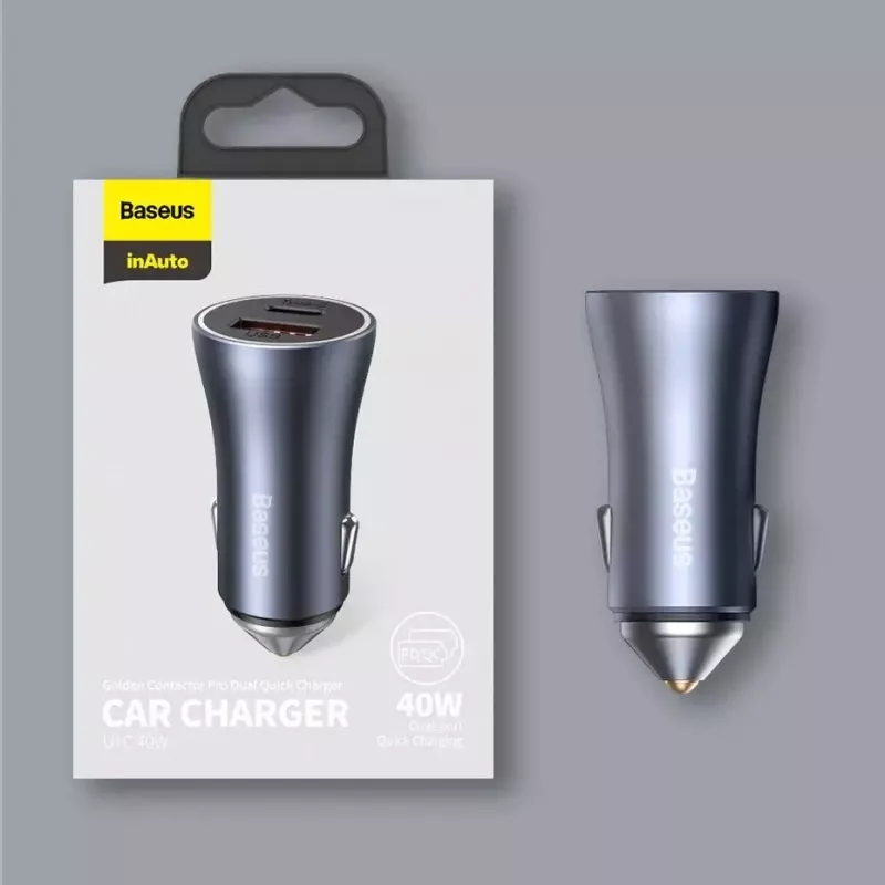 Auto lādētājs Baseus TZCCJD-0G 40W tumši pelēks — USB strāvas adapteris automašīnai