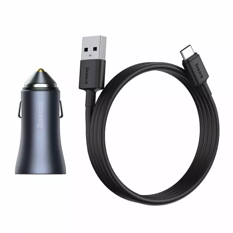 Auto lādētājs Baseus TZCCJD-0G 40W tumši pelēks — USB strāvas adapteris automašīnai