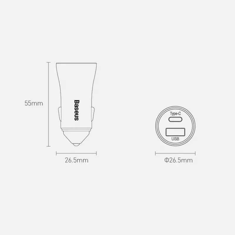 Auto lādētājs Baseus TZCCJD-0G 40W tumši pelēks — USB strāvas adapteris automašīnai