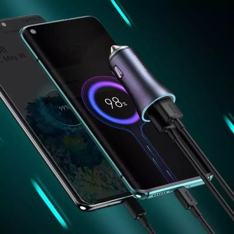 Auto lādētājs Baseus TZCCJD-0G 40W tumši pelēks — USB strāvas adapteris automašīnai