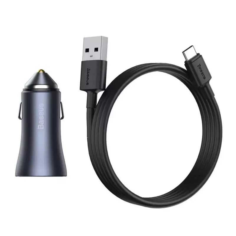 Auto lādētājs Baseus TZCCJD-0G 40W tumši pelēks — USB strāvas adapteris automašīnai