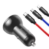 Auto USB lādētājs Baseus AB2XUSBAKBK — 2× USB 2.0, 4.8 A, cigarešu šķiltavas, melns/pelēks