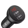 Auto USB lādētājs Baseus AB2XUSBAKBK — 2× USB 2.0, 4.8 A, cigarešu šķiltavas, melns/pelēks