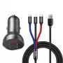 Auto USB lādētājs Baseus AB2XUSBAKBK — 2× USB 2.0, 4.8 A, cigarešu šķiltavas, melns/pelēks