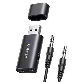 UGREEN Bluetooth audio adapter UGR1207BLK Bluetooth 5.1 ar 3.5 mm AUX izeju