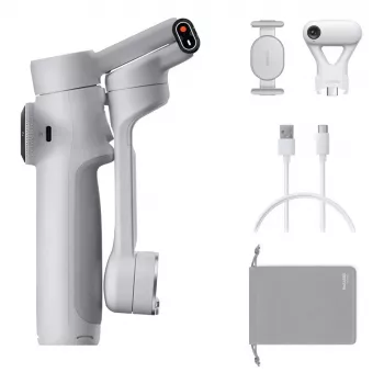 Gimbal Insta360 Flow 2 Standard Bundle — 3-asu viedtālruņa stabilizators, salokāms, 1100 mAh akumulators, akmens pelēks