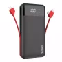 Powerbank Dudao K1Pro 20000mAh 15W ar 4 integrētiem kabeļiem, melns