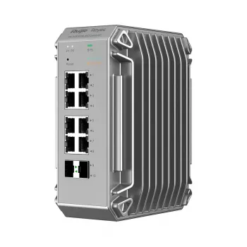 Pārvaldāms L2 tīkla slēdzis Ruijie RG-NIS3100-8GT2SFP-HP — 8× Gigabit RJ-45, 2× SFP, PoE, 12–56V DC, 20 Gbit/s, 8000 MAC, Pelēks