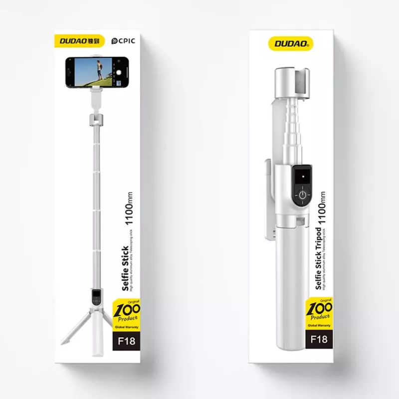 Dudao F18W teleskopiskā selfiju nūja ar trijkāji un pulti, 110 cm, balta